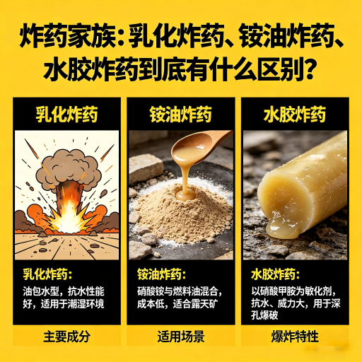 新龙炸药家族：乳化炸药、铵油炸药、水胶炸药到底有什么区别？